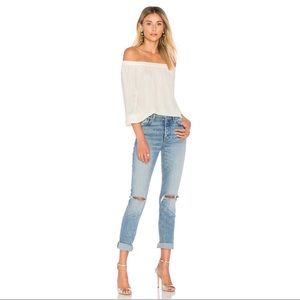 L'Academie Elastic Off The Shoulder Top Ivory XS
